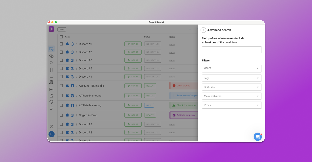 Filtration and Search Antidetect Browser