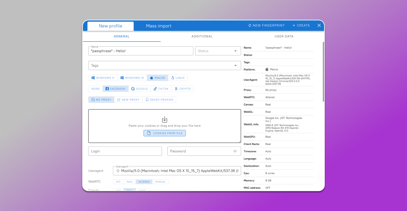 Profile Creation Antidetect Browser