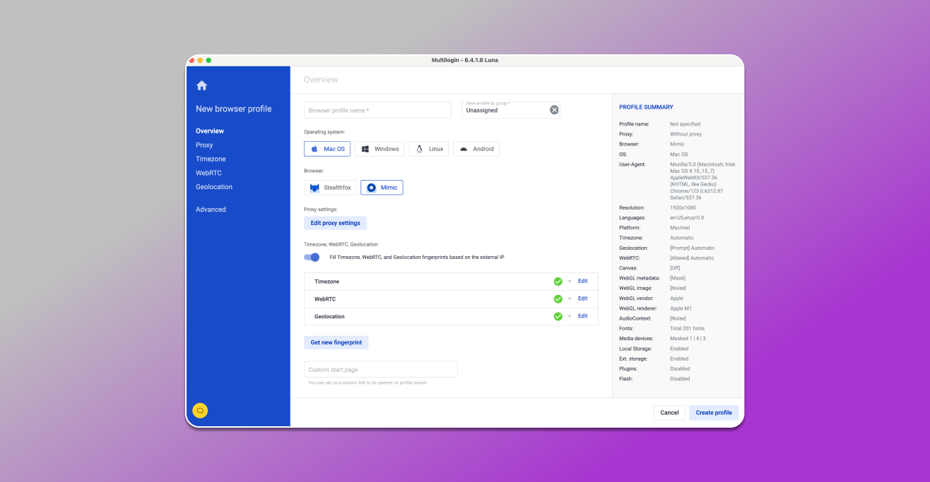 Profile Creation Antidetect Browser