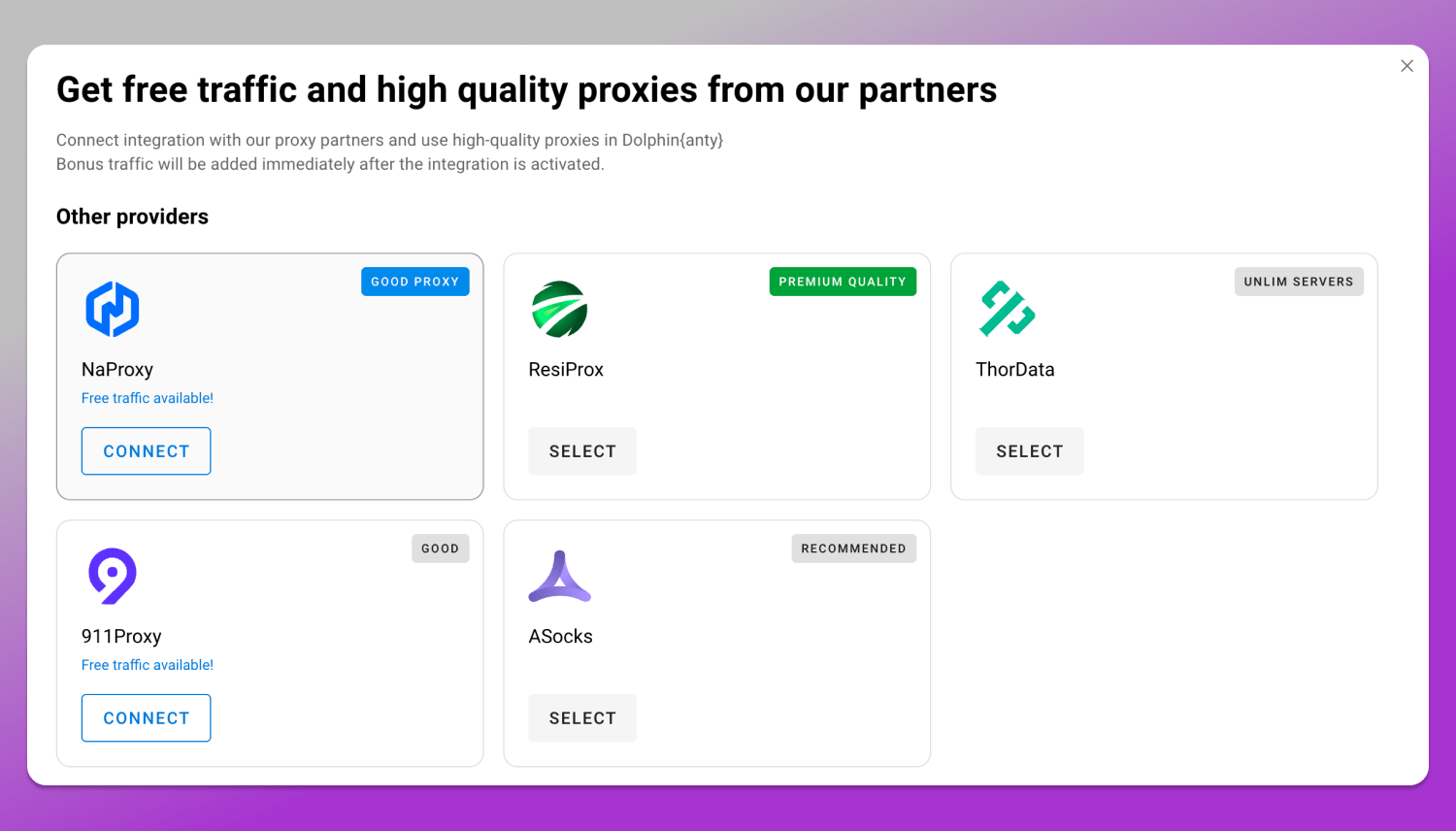 Proxy providers Dolphin Anty