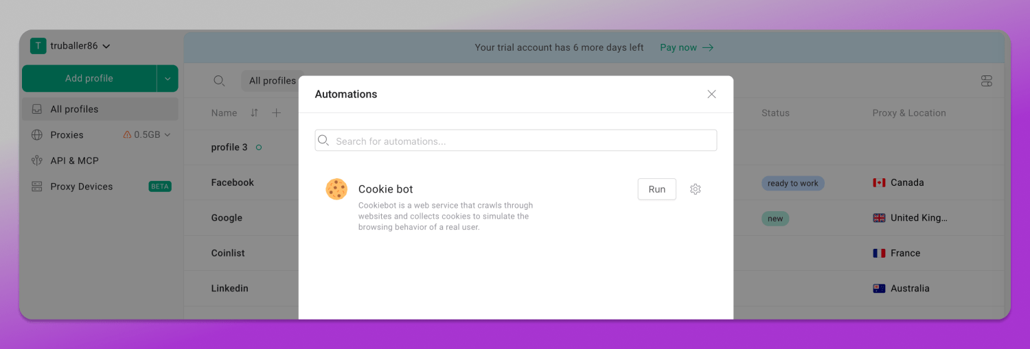 Cookie robot Gologin Dolphin Anty