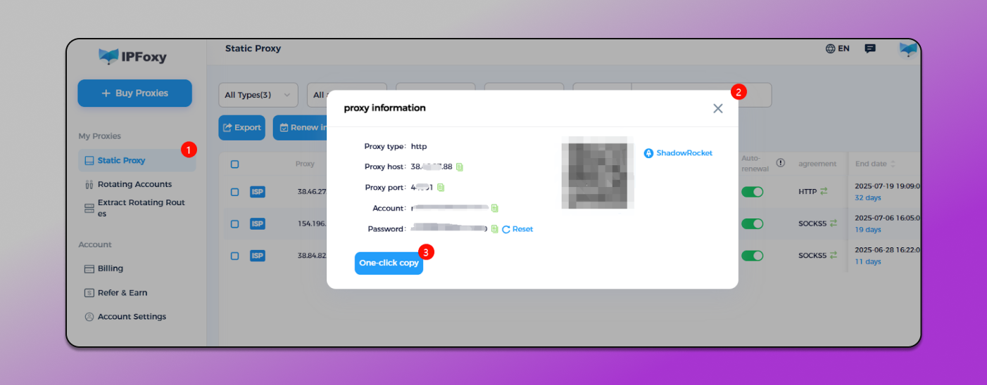 IPFoxy Static Proxy Dolphin Anty