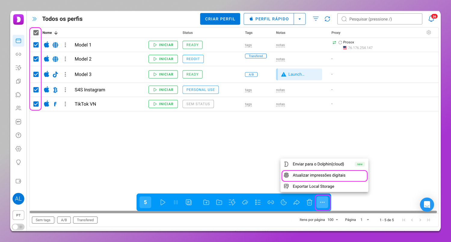 Fingerprint Refresh Dolphin Anty