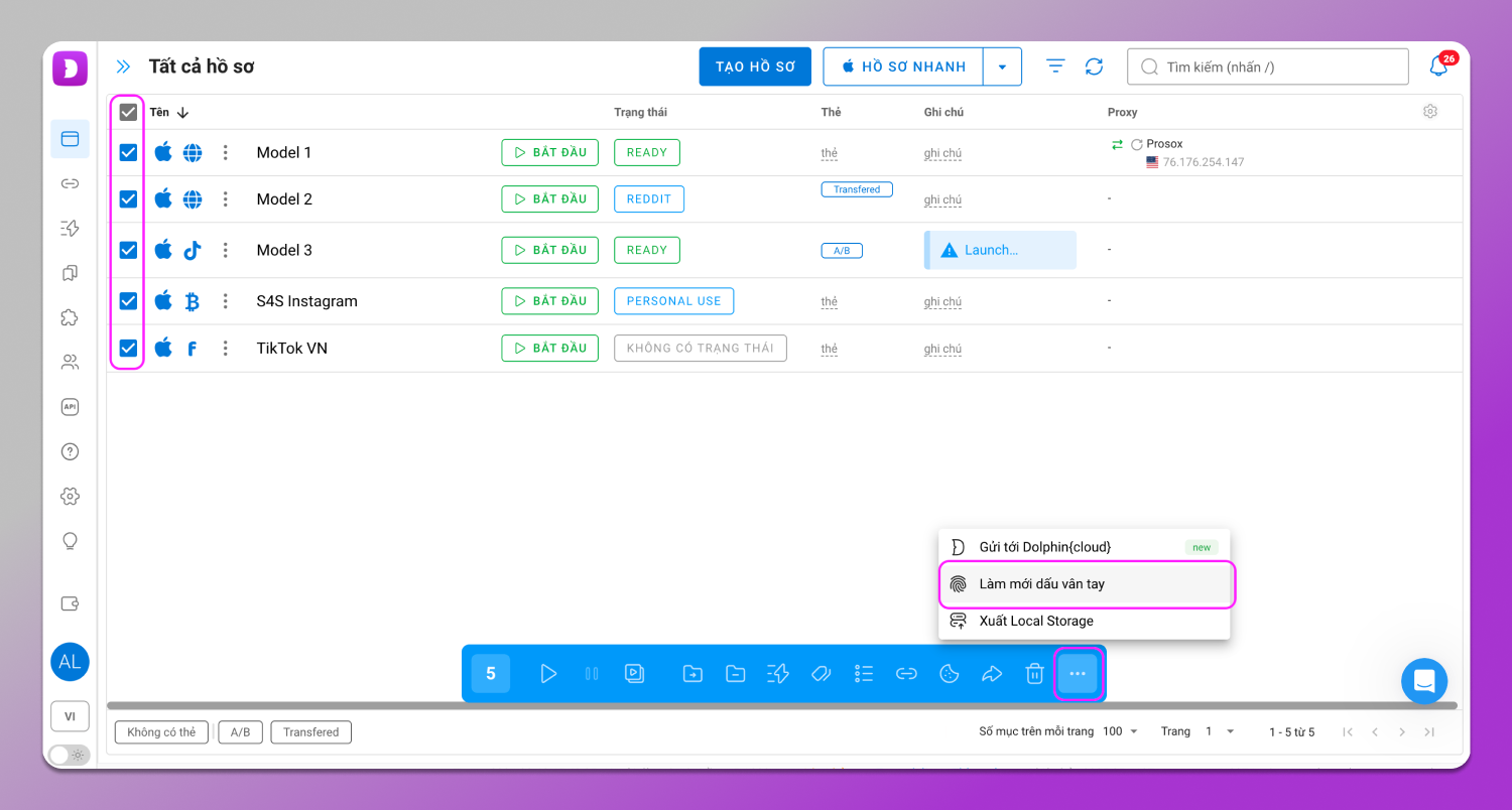 Fingerprint Refresh Dolphin Anty
