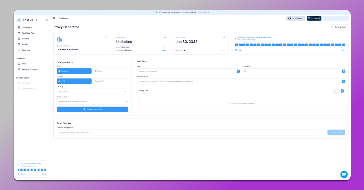 IPCloud Dashboard Dolphin Anty