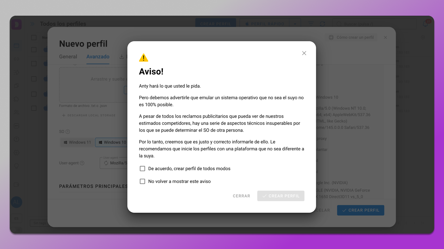 OS incosistency Dolphin Anty