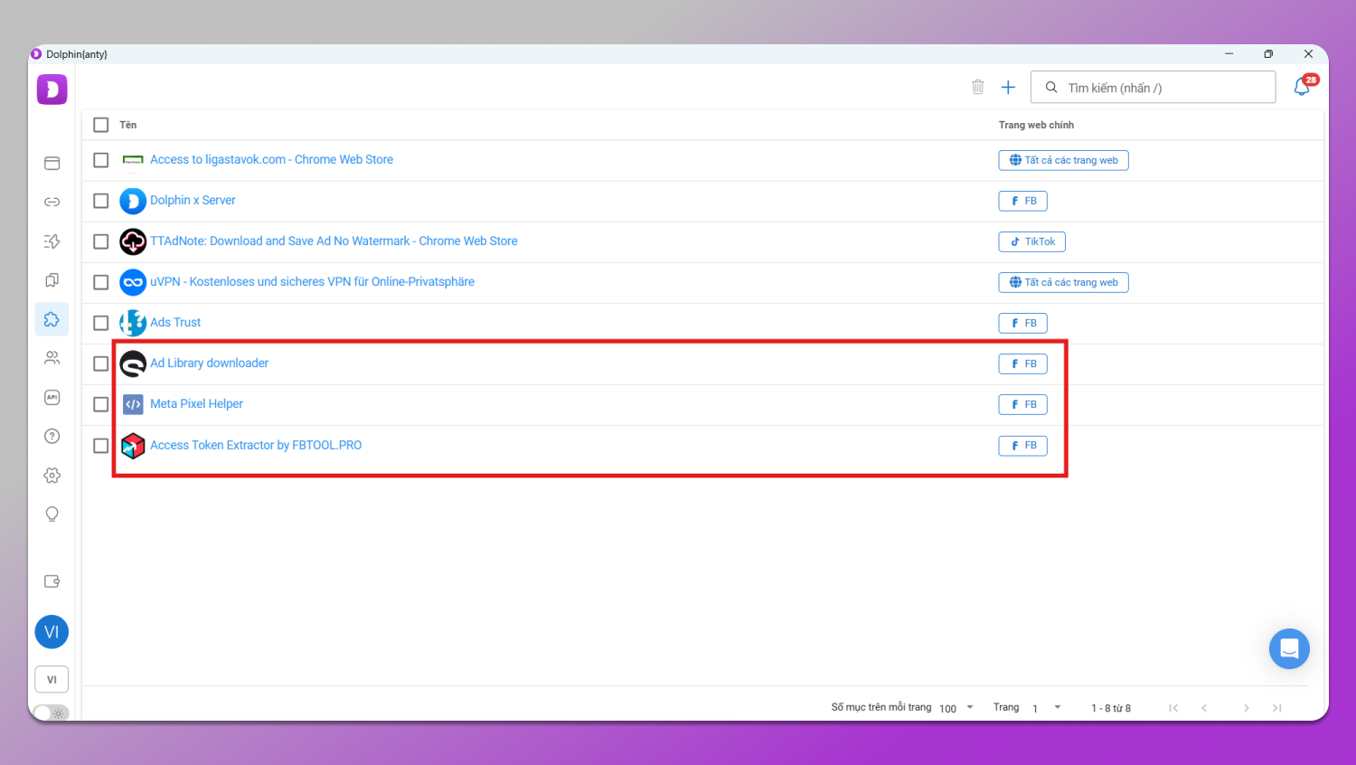 Extensions Dolphin Anty