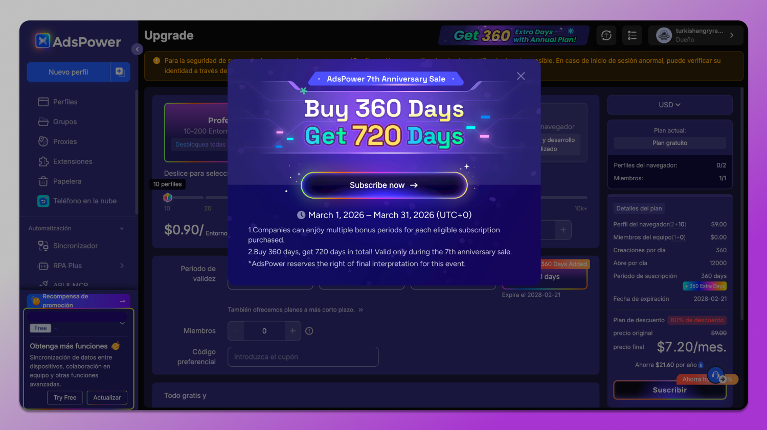 Pop up ad AdsPower Dolphin Anty