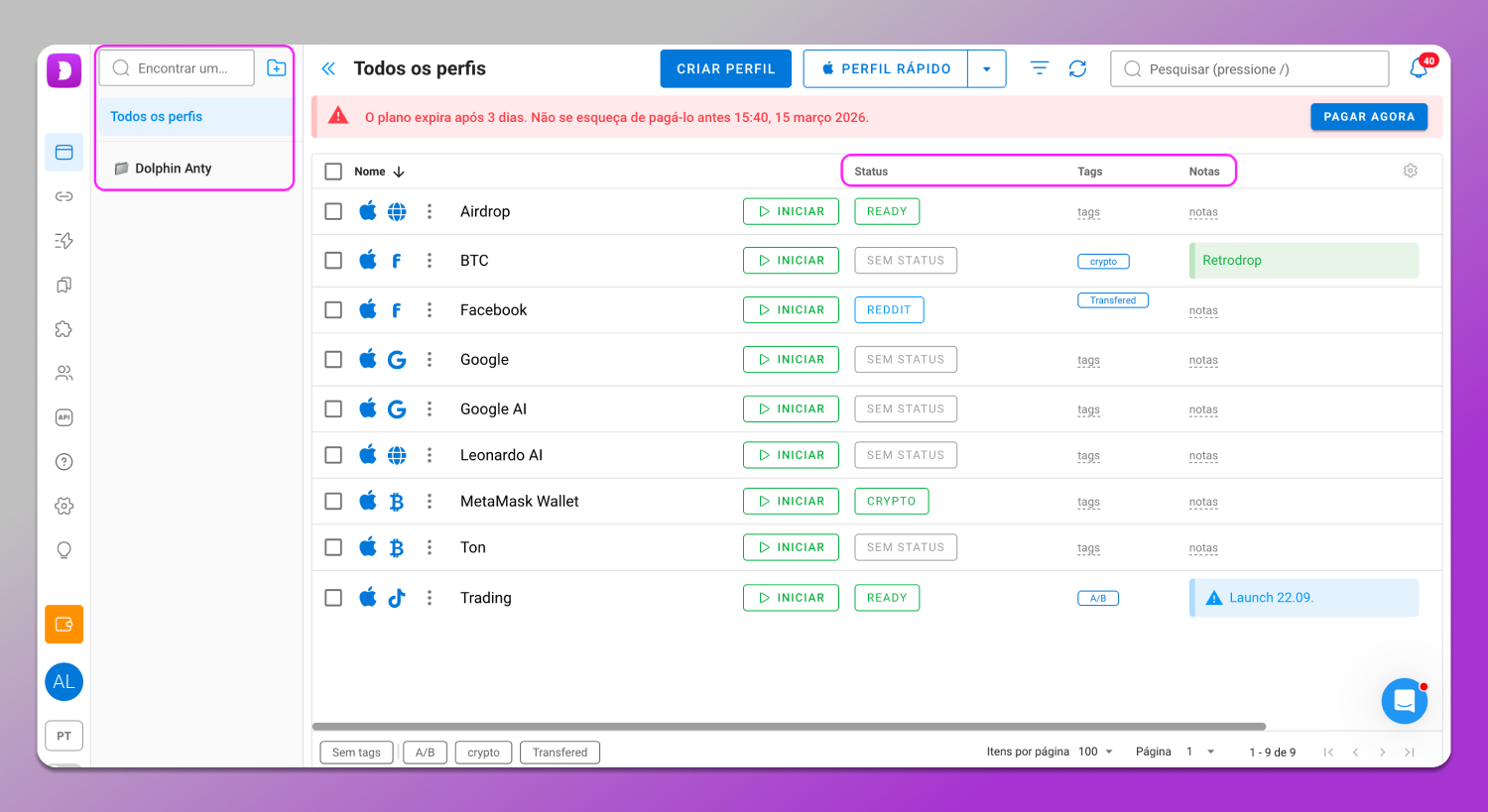 Interface Dolphin Anty