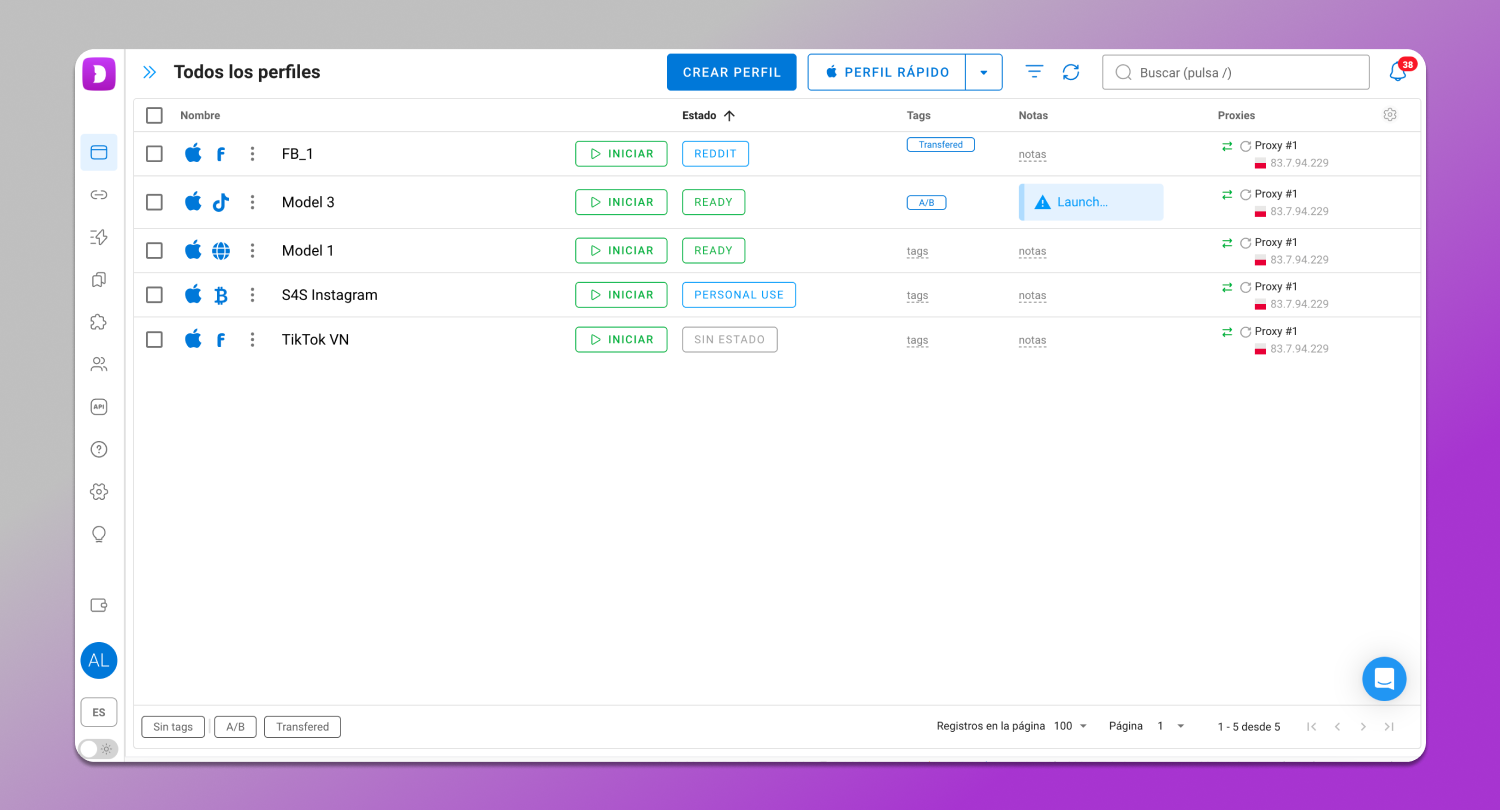 Interface Dolphin Anty