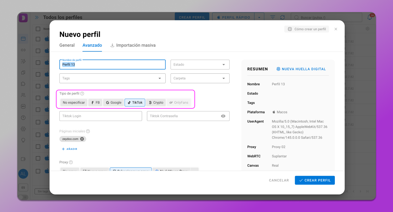 TikTok Profile Dolphin Anty