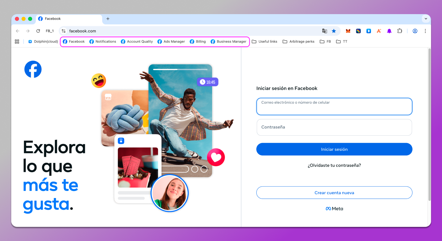 Facebook Login Dolphin Anty