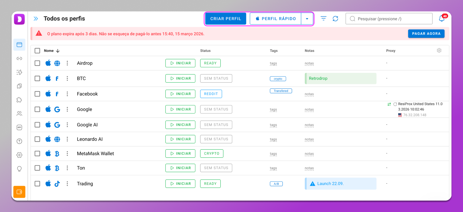 Create Profile Dolphin Anty