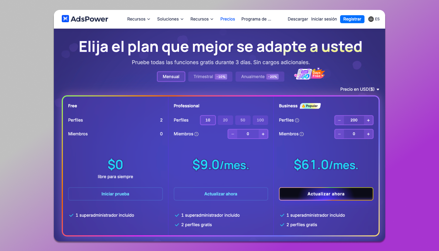 Pricing AdsPower Dolphin Anty