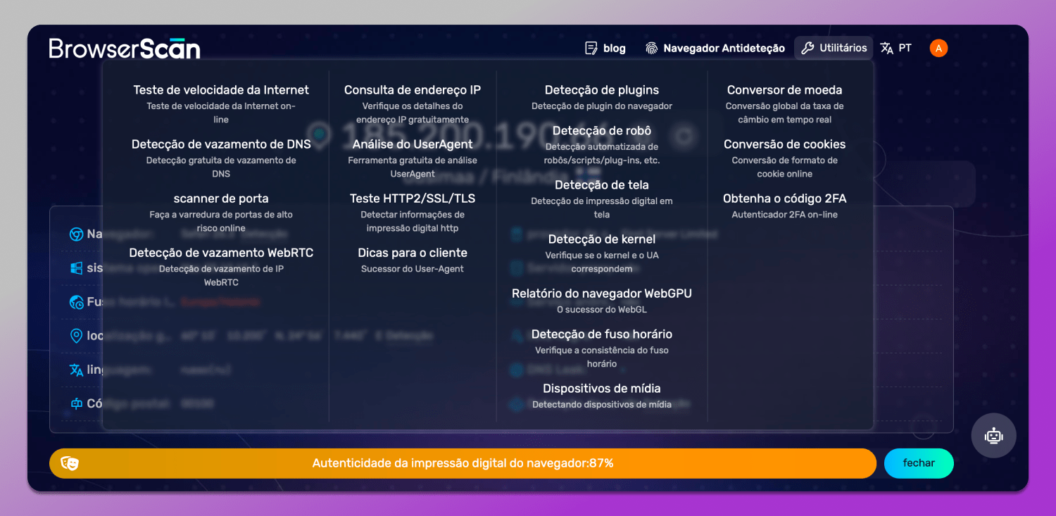 BrowserScan Website Dolphin Anty