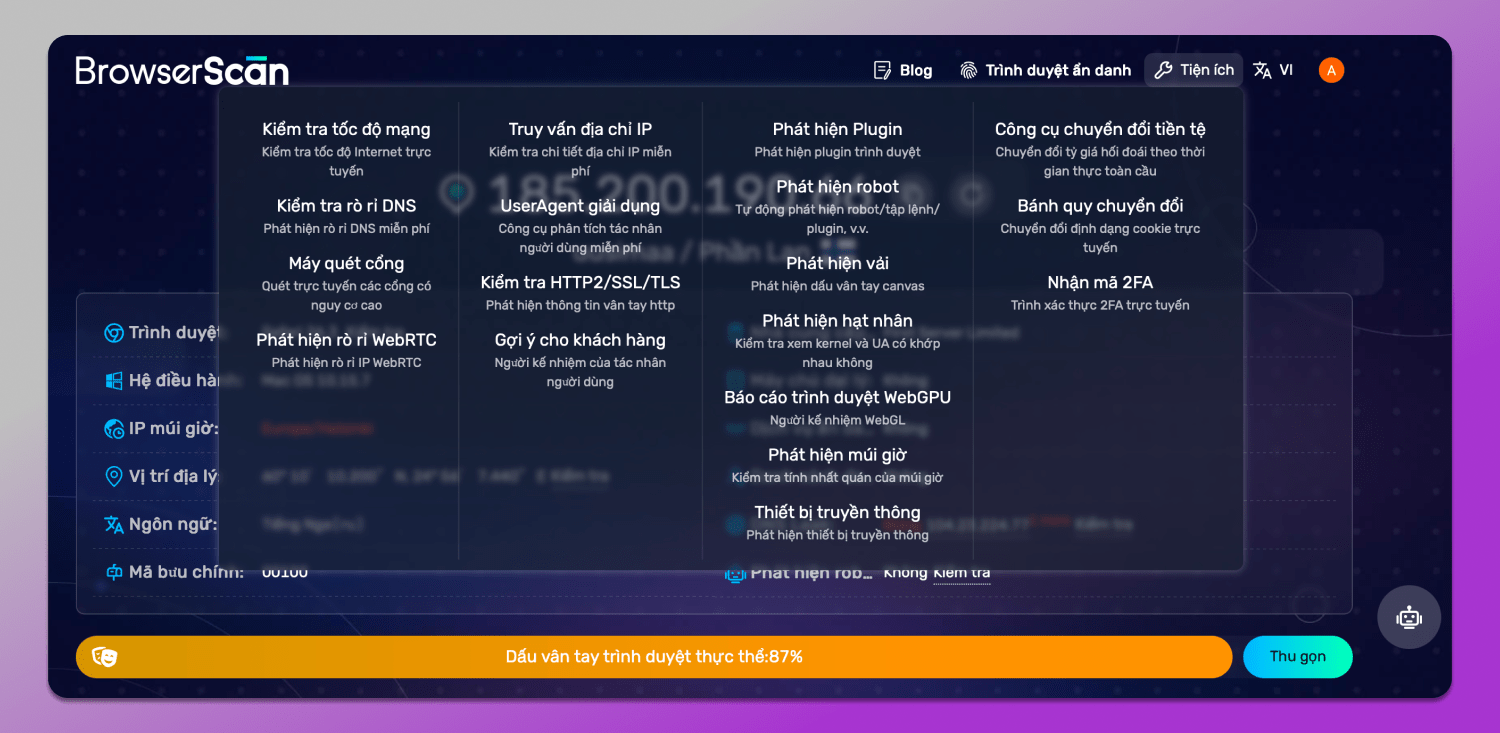 BrowserScan Website Dolphin Anty