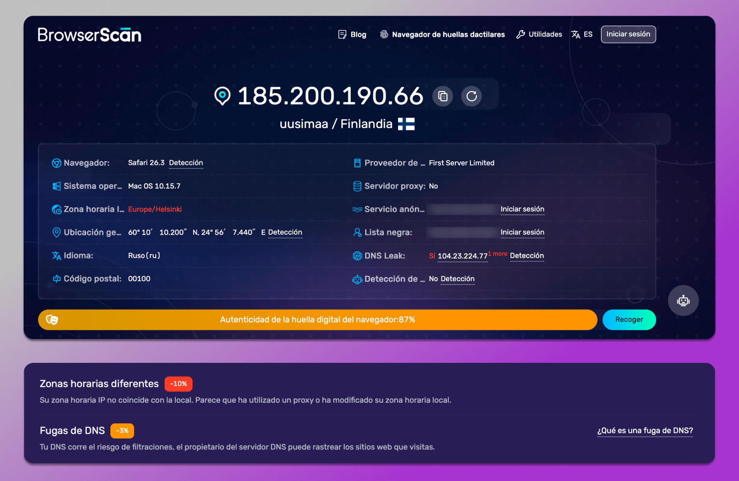 BrowserScan Check Dolphin Anty