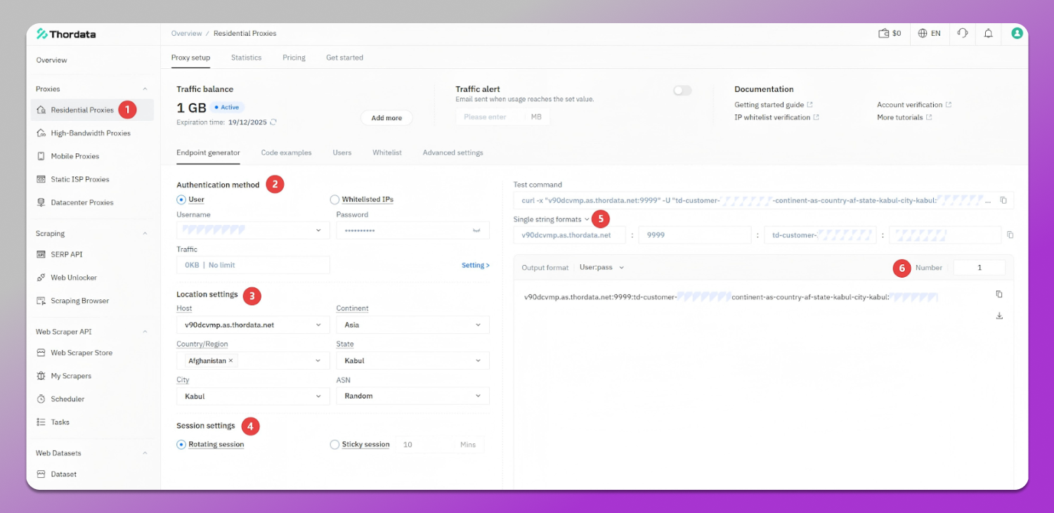 Thordata Dashboard Dolphin Anty