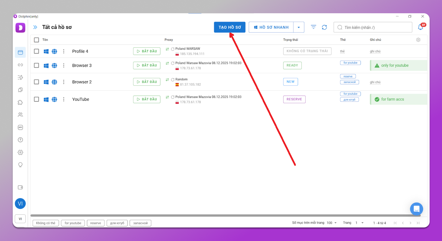 Create Profile Dolphin Anty