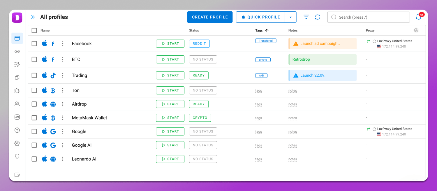 Interface Dolphin Anty