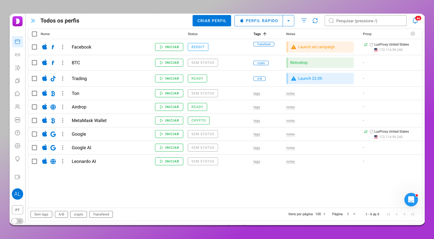 Interface Dolphin Anty