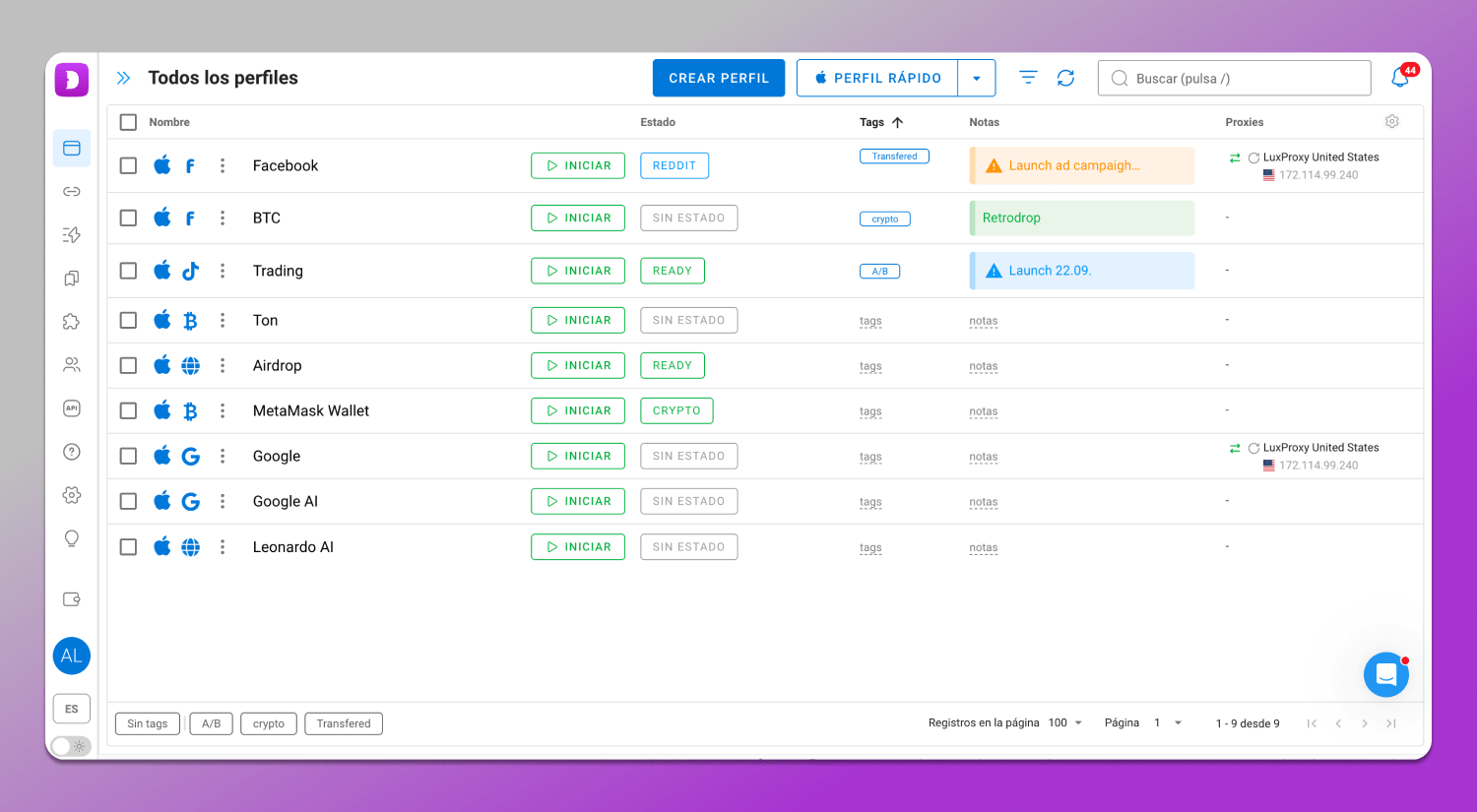 Interface Dolphin Anty