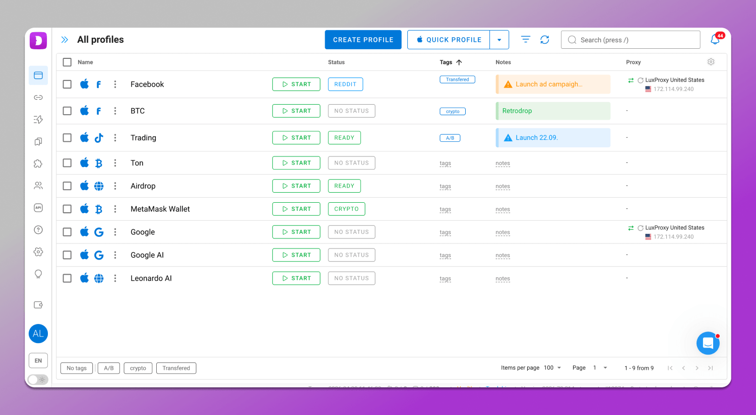 Interface Dolphin Anty