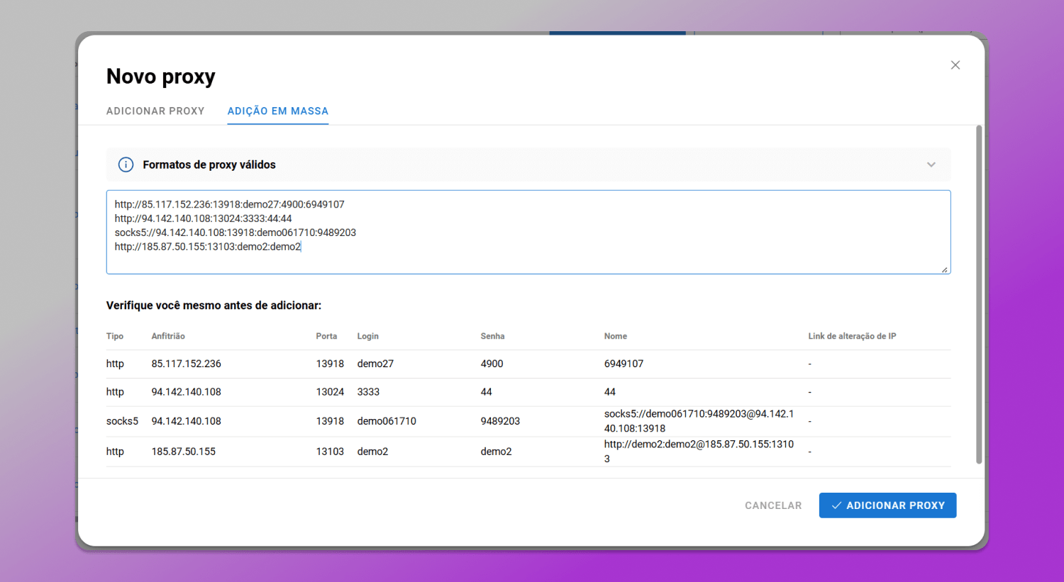 Mass proxy import Dolphin Anty