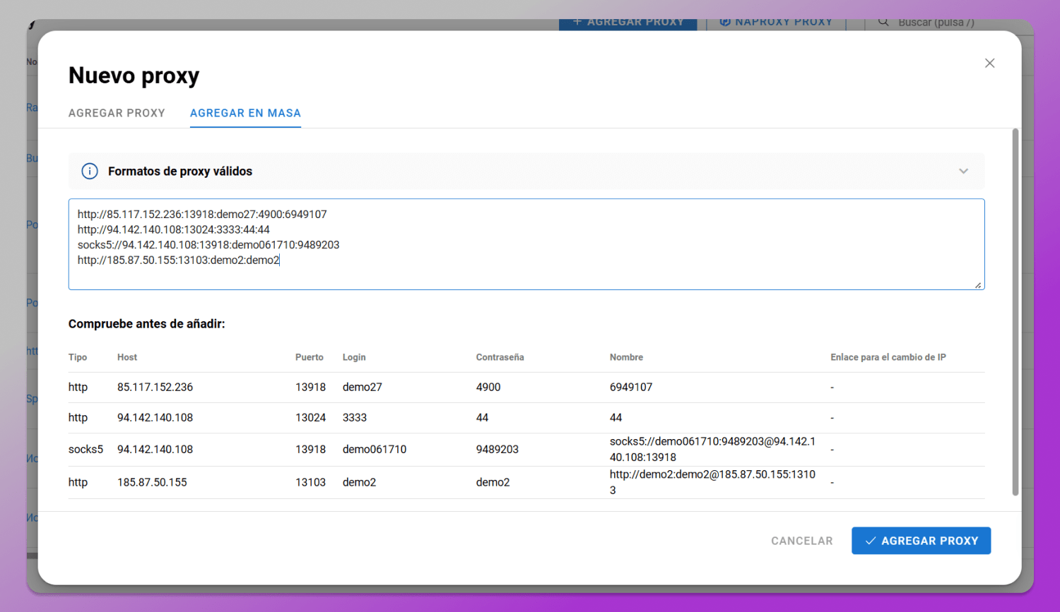 Mass proxy import Dolphin Anty