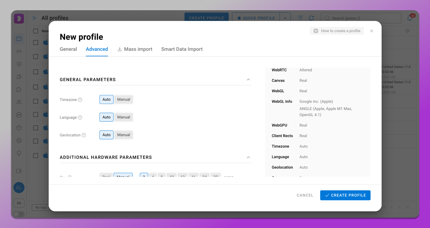 Browser Fingerprint Dolphin Anty