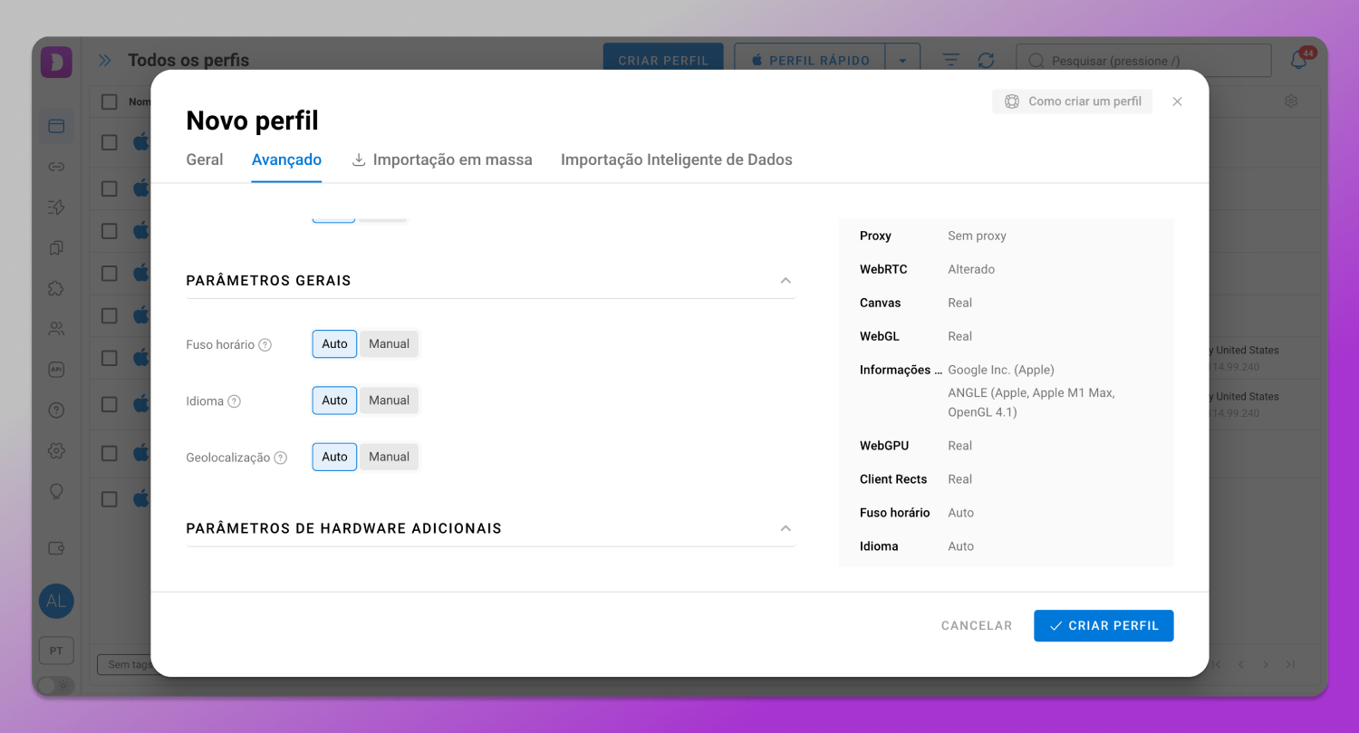 General parameters Dolphin Anty
