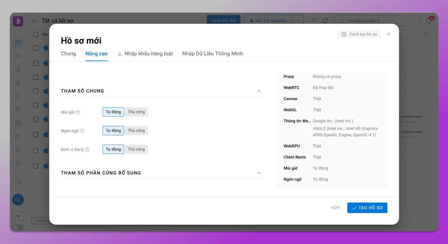 General parameters Dolphin Anty