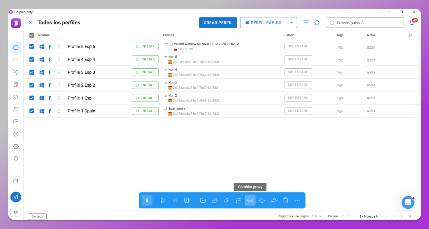 Proxy assignment Dolphin Anty