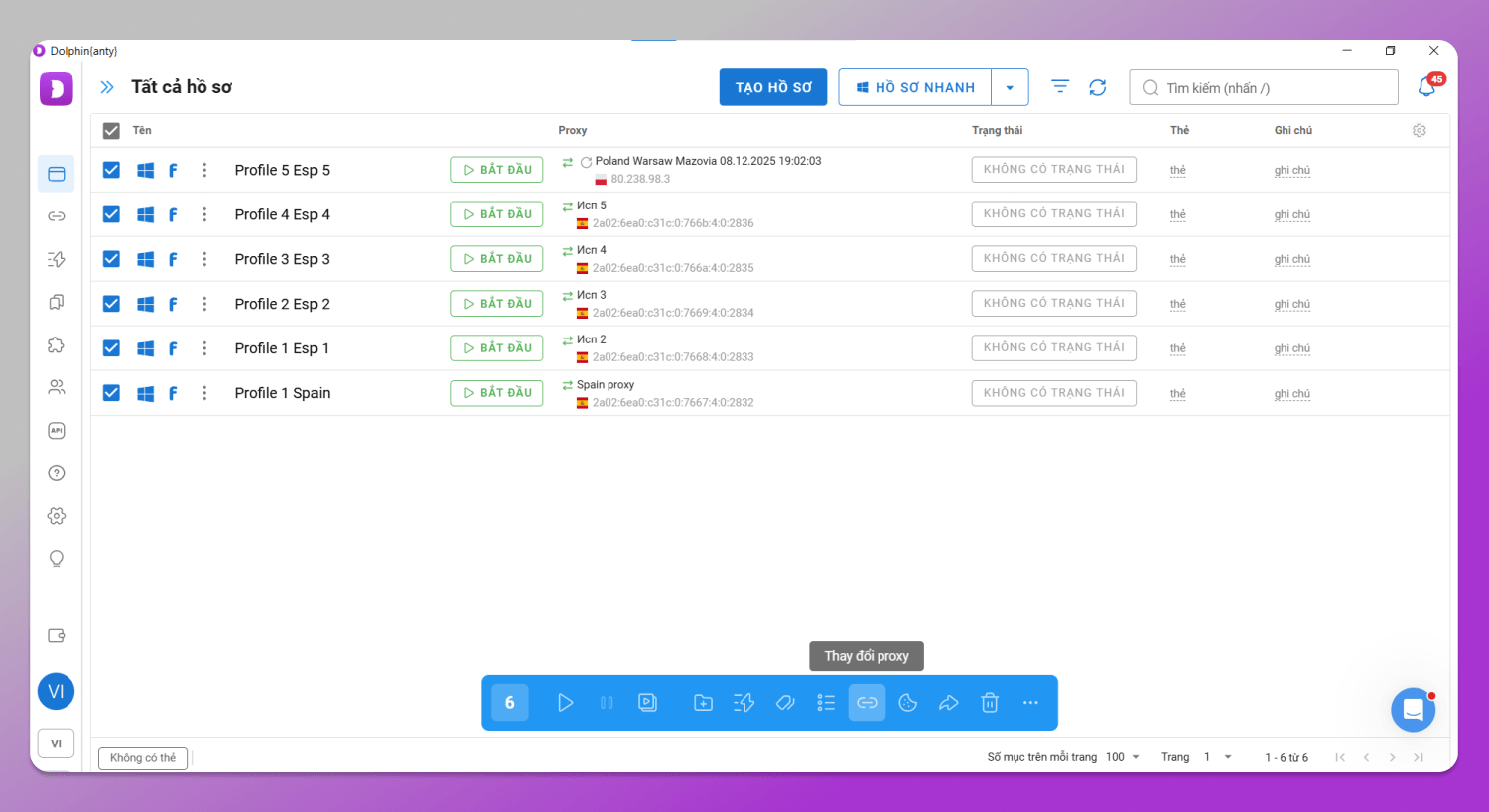 Proxy assignment Dolphin Anty