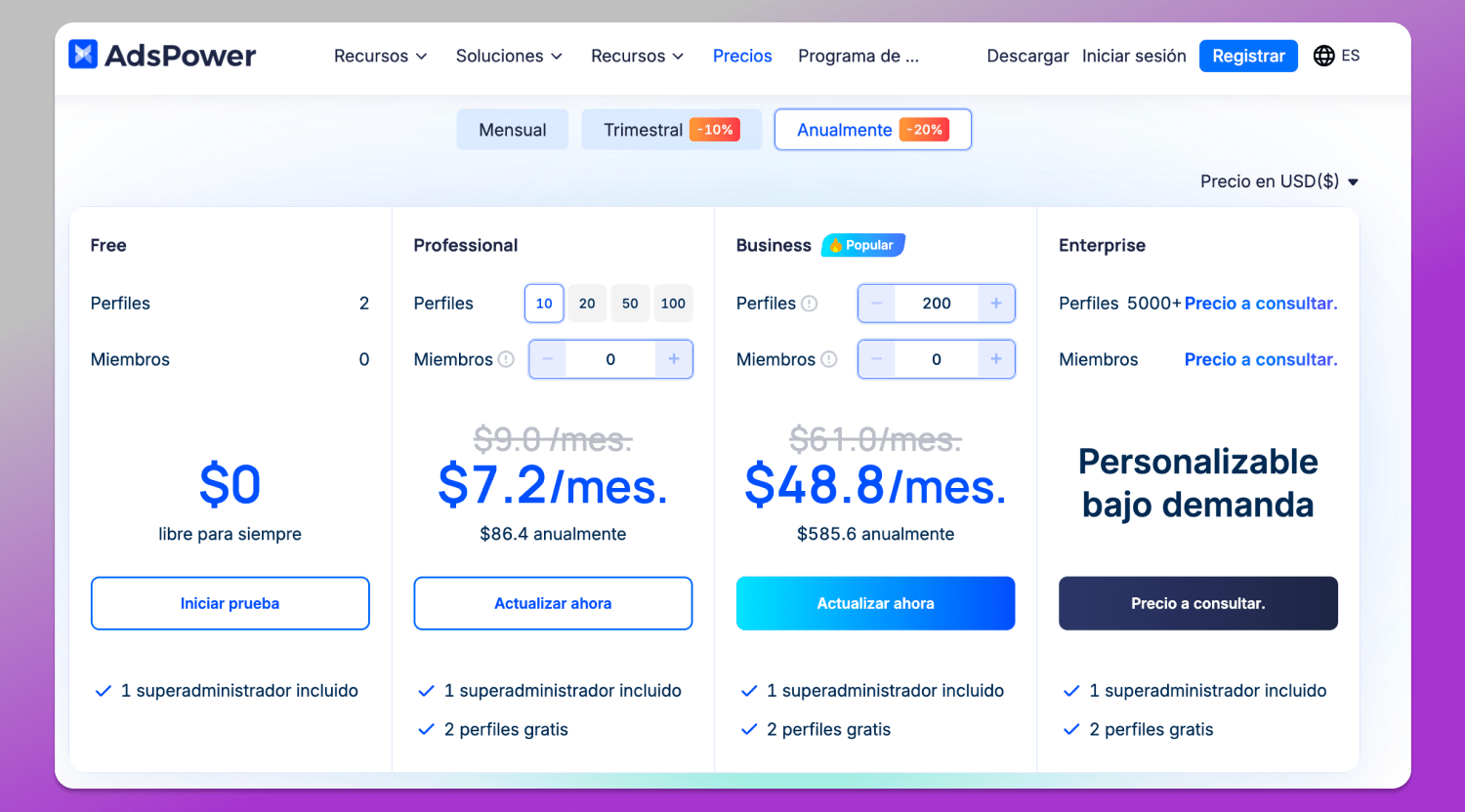Pricing AdsPower Dolphin Anty