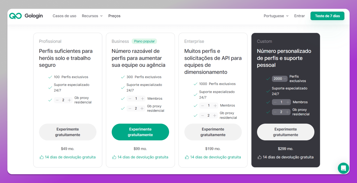 Gologin Pricing Dolphin Anty