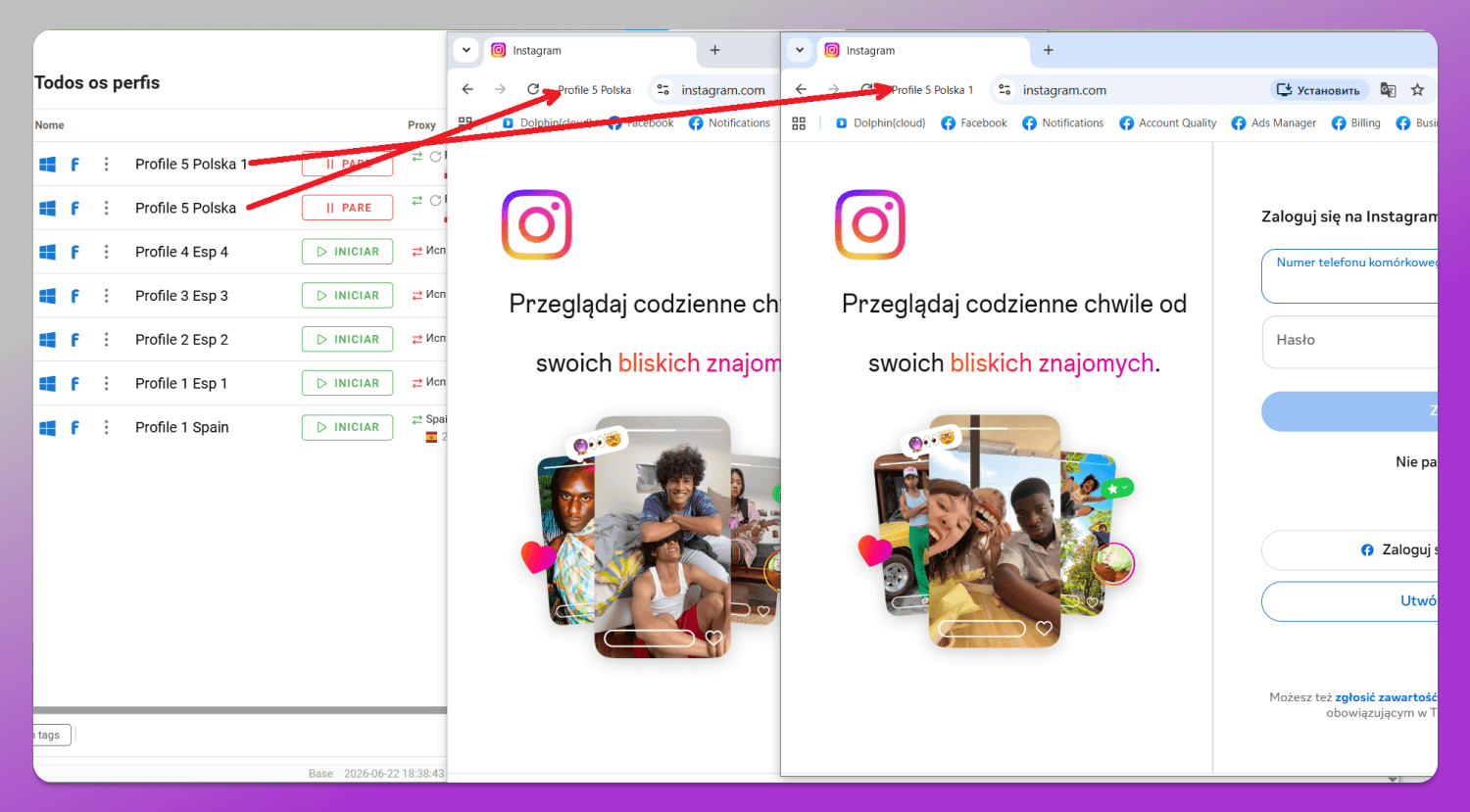 Instagram profiles Dolphin Anty