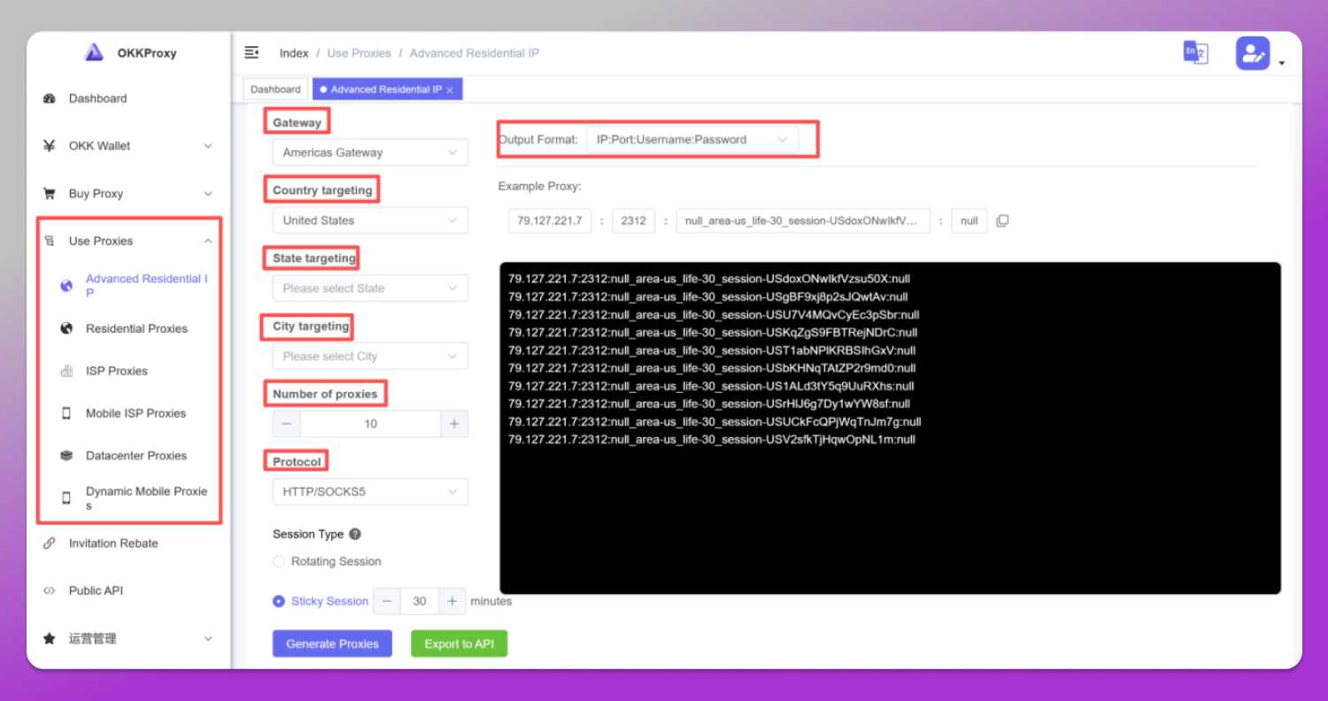 01 OkkProxy Dashboard Dolphin Anty