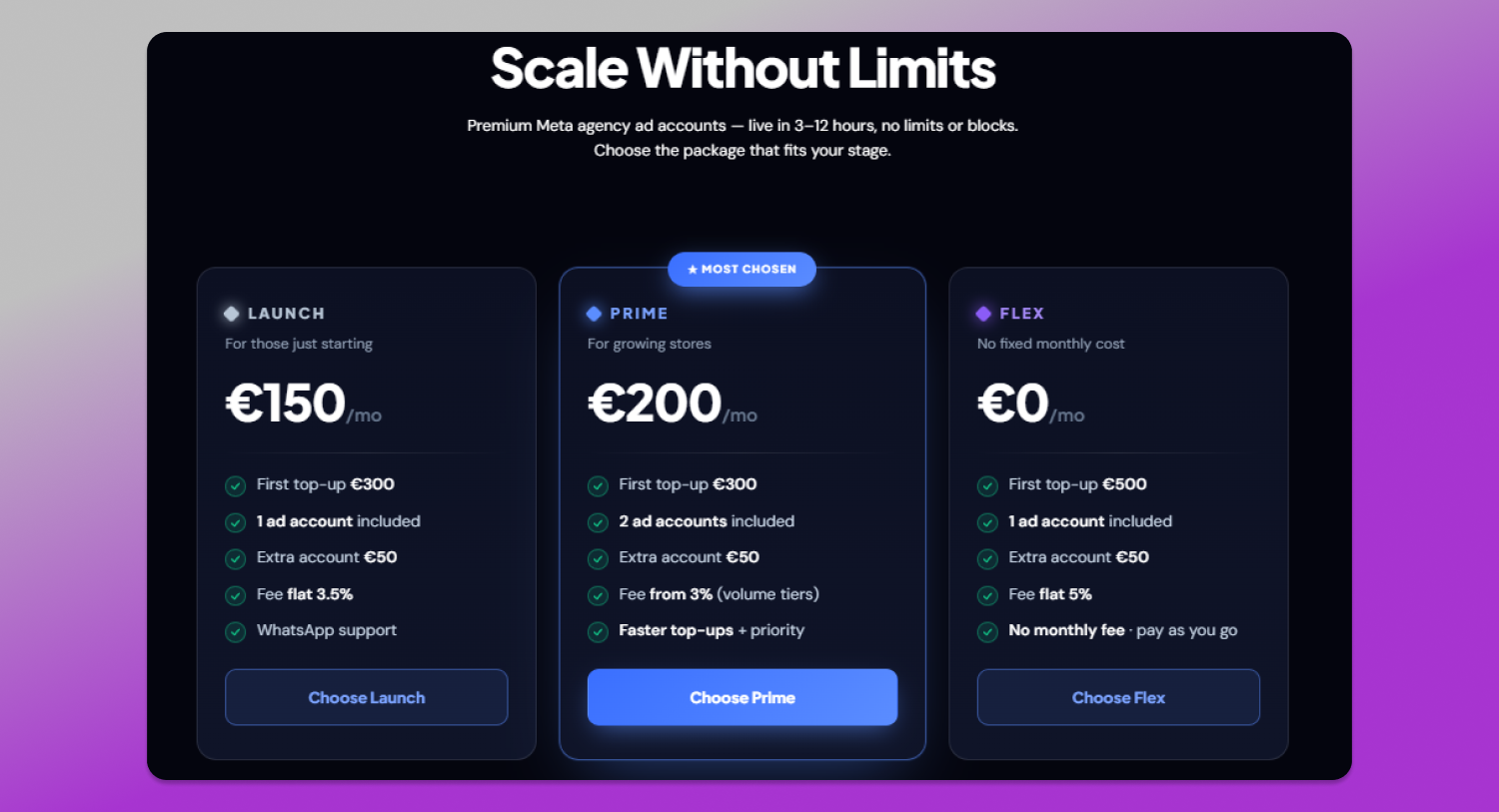 Prime Scale Media pricing Dolphin Anty