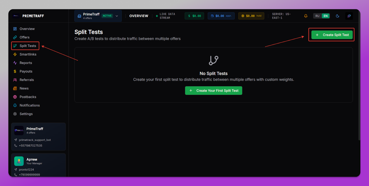 Primetraff Split Tests Dolphin Anty