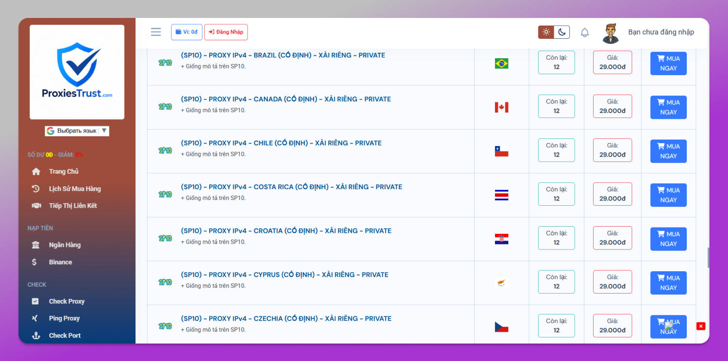 Proxy locations Dolphin Anty
