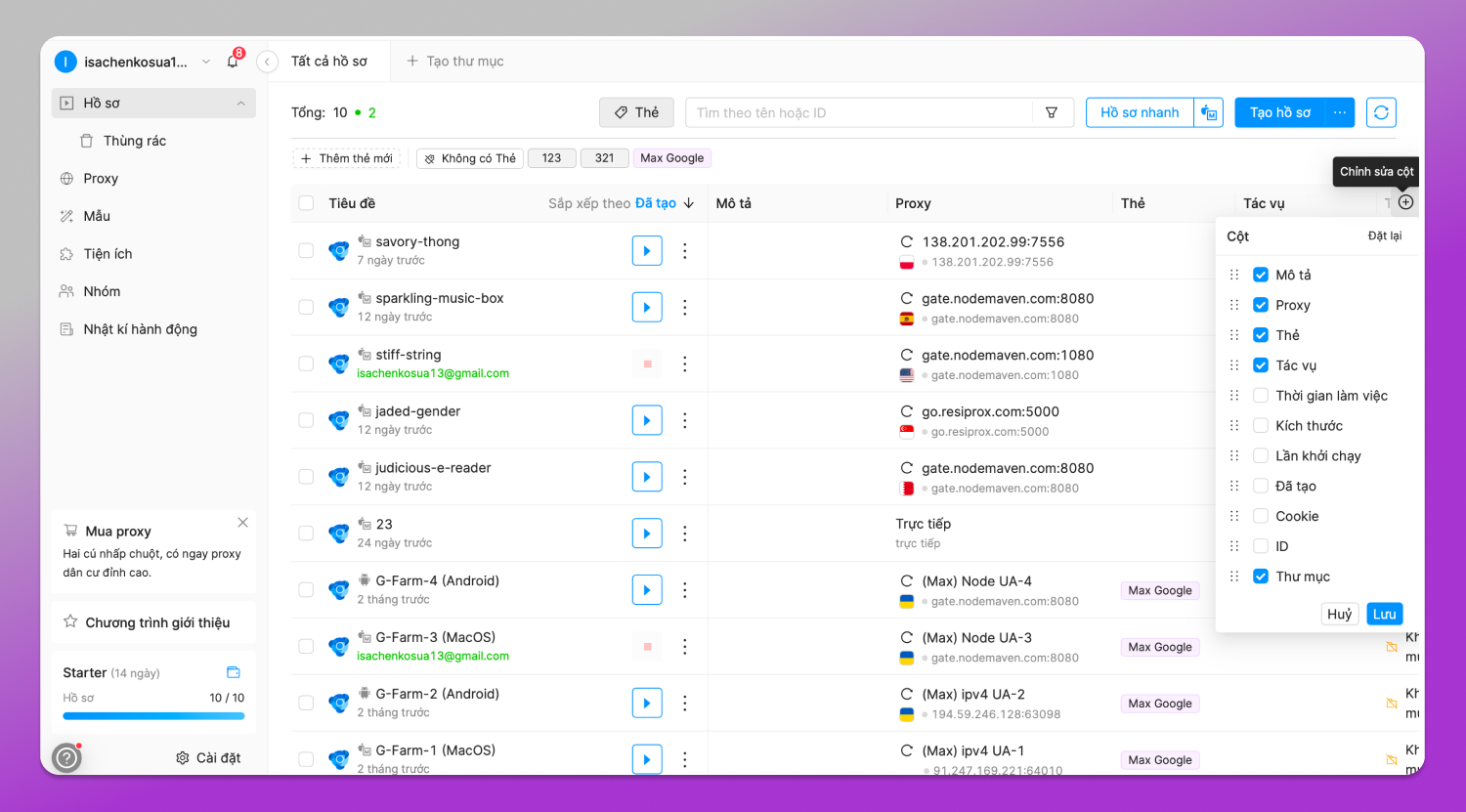 Octo Browser Interface Dolphin Anty