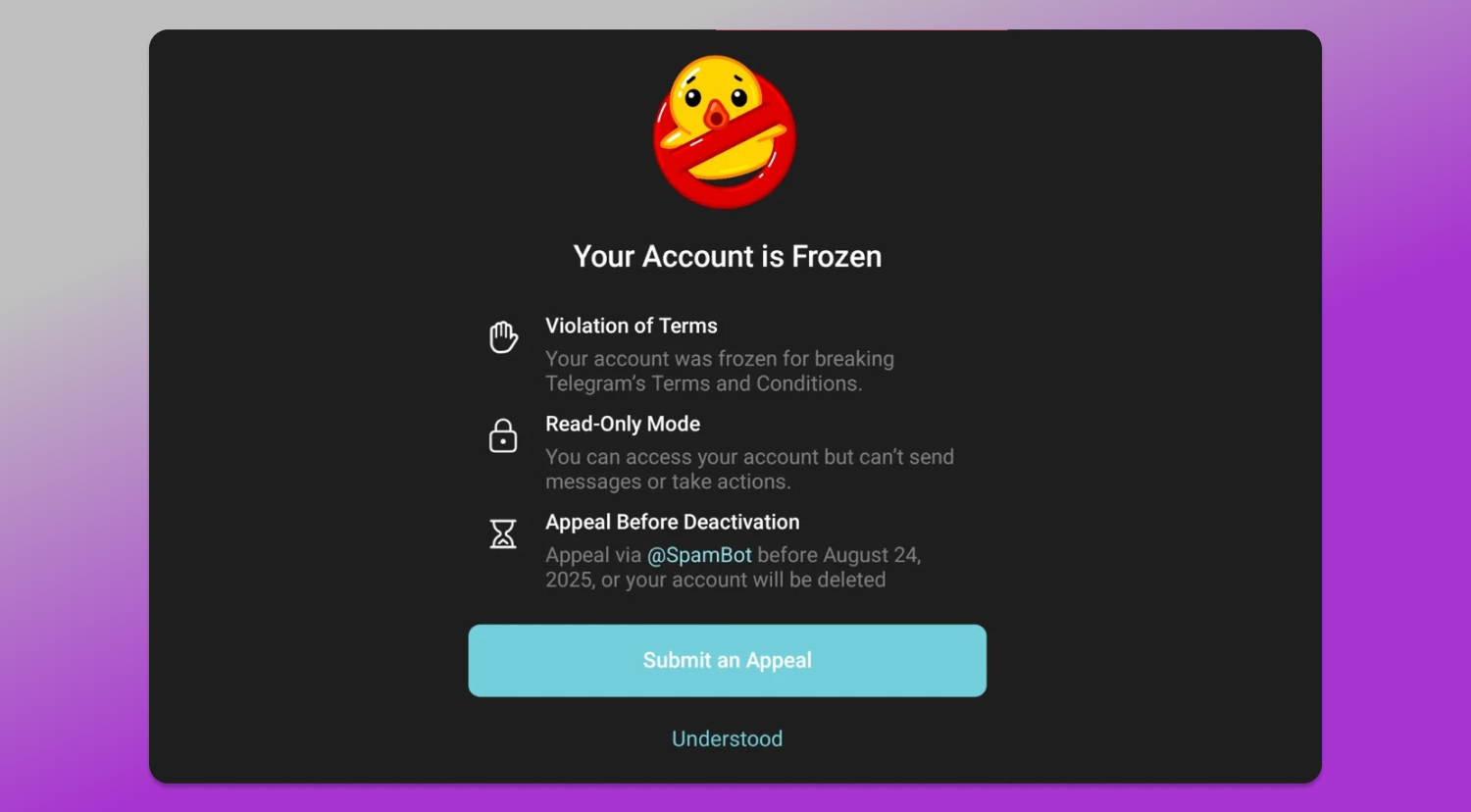 Telegram Spambot Dolphin Anty