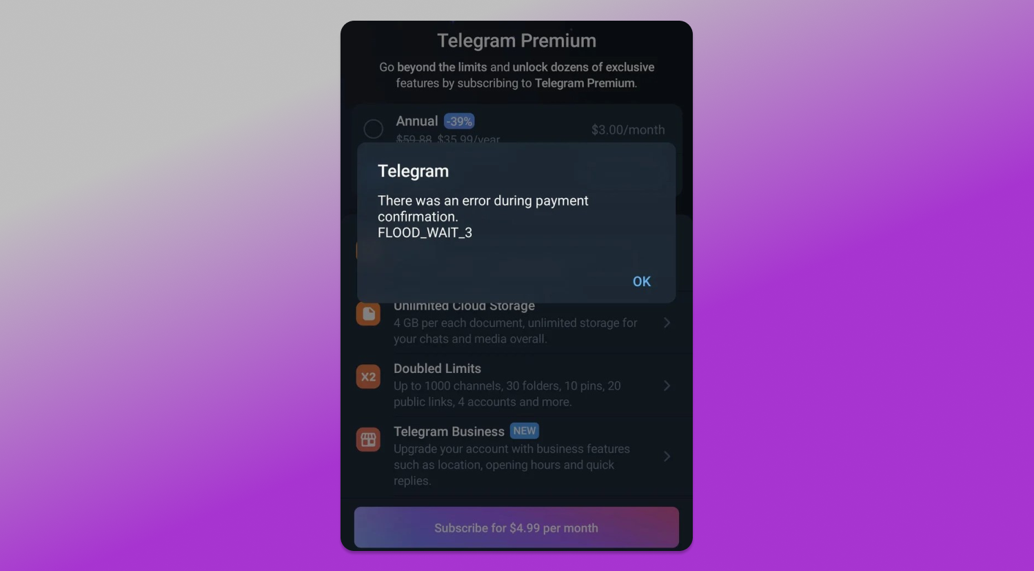 Telegram Error Dolphin Anty