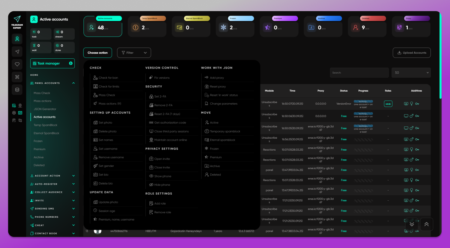 Telegram Expert Dashboard Dolphin Anty