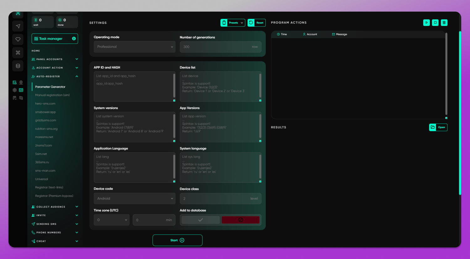 Telegram Expert Parameter generator Dolphin Anty