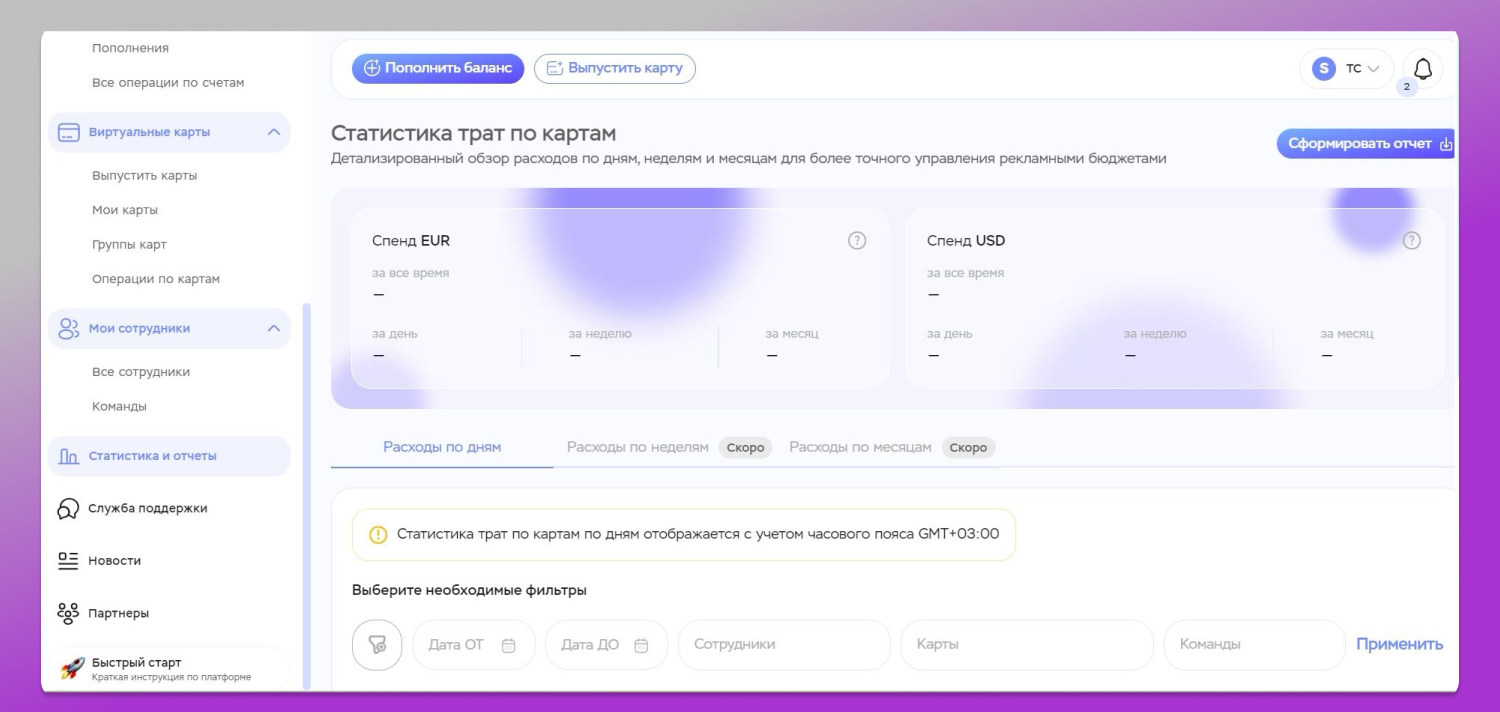 eCards Статистика трат&nbsp;Dolphin Anty