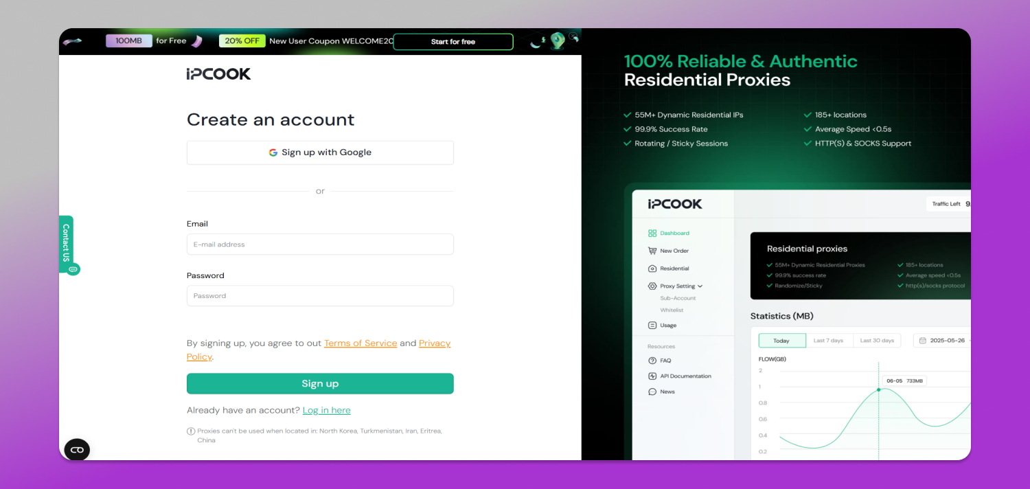 IPcook Create an account Dolphin Anty